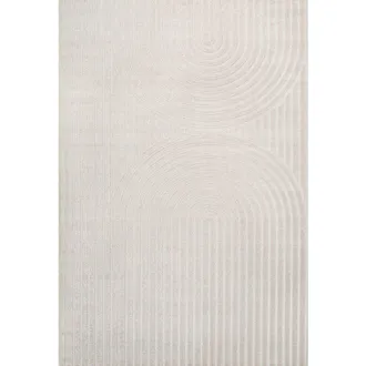 Jonathan Y Designs Sofia High-Low MidCentury Modern Arch Stripe Two-Tone Indoor/Outdoor Area Rug in Ivory/cream at Nordstrom, Size 2Ft 0In X 8Ft 0In