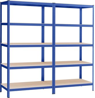Songmics 2 estanter&iacute;as pesadas de 5 niveles de acero para garaje de color azul