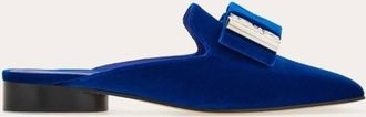 Ferragamo Double-Bow Mule With Crystals, Size 7 C