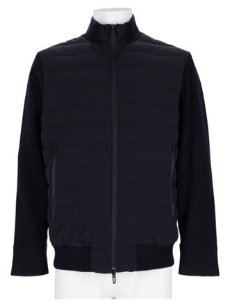 Emporio Armani Quilted Blue Sports Jacket With Ribbed Cuffs