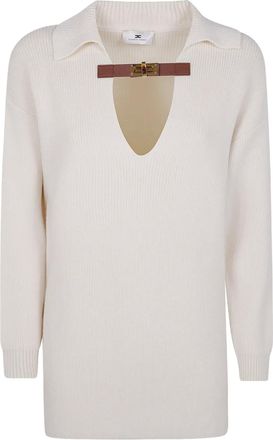 Elisabetta Franchi Maglione con fibbia - Bianco