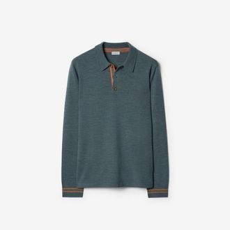 Burberry Long-sleeve Wool Polo Shirt, Size: XS