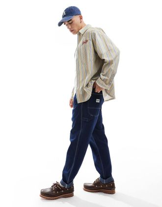 Lee relaxed canvas carpenter pants in rinse dark wash-Navy
