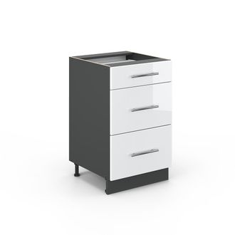 Vicco Mueble Bajo De Cocina Fame-line, Blanco Alto Brillo, 50 Cm Sin Encimera