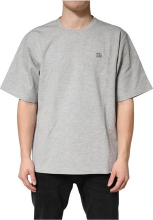 Dolce & Gabbana T-shirt met ronde hals - Heren - T-shirts - Grijs - 4XL - Katoen - Tops