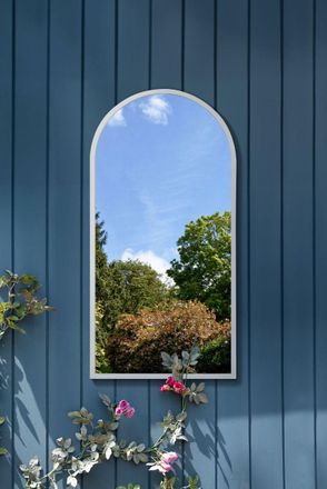 MirrorOutlet White Metal Framed Arched Garden Wall Mirror 47 X 23.5 (120 X 60CM) | Size: 1 Pack