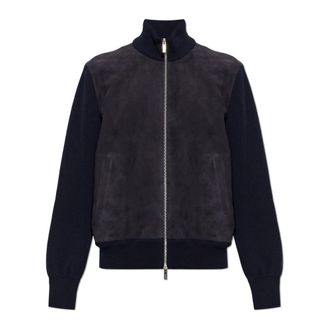 Ferragamo Stand Collar Jacket - Heren - Bomber jackets - Blauw - M - Wol - Jassen