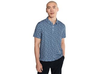 L.L.Bean Comfort Stretch Performance Party Polo Short Sleeve Print Mens Regular Mens Clothing Deep Blue Waves : LG, Polyester/Spandex