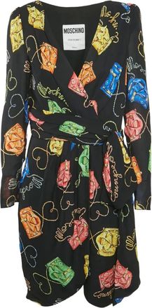 Moschino Wikkeljurk met print - Zwart