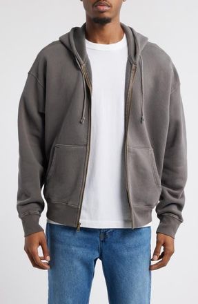 Elwood Core Oversize Terry Full Zip Hoodie in Vintage Grey at Nordstrom, Size Xx-Large