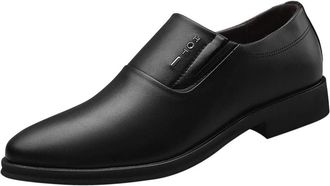 Generic Men Fit Wide Slip On Formal Dress Shoes UK, Business Leather Shoe Flat Bottom Suit Shoes Pointed Toe Dress Loafers Breathable Casual Loafer Comfortabl