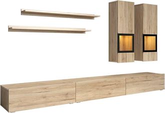 Petits Meubles Muro tv 5 piezas con led tableros de aglomerado laminados madera