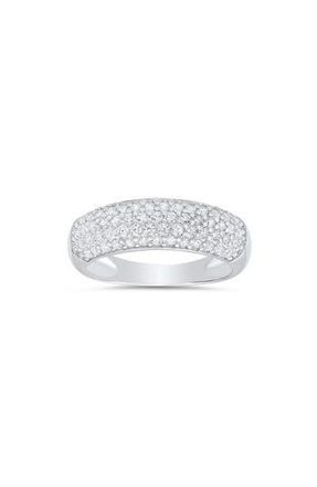 Queen Jewels Pav&eacute; Cubic Zirconia Domed Band Ring in Silver at Nordstrom Rack, Size 6
