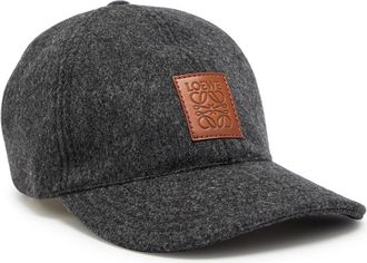 Loewe Anagram Leather and Wool-blend cap - Grey - M