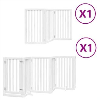 vidaXL Puerta Para Perros Plegable 9 Paneles Madera &Aacute;lamo Blanca 450cm Vidaxl