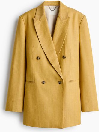H&M Zweireihiger Blazer aus Leinenmix - Yellow