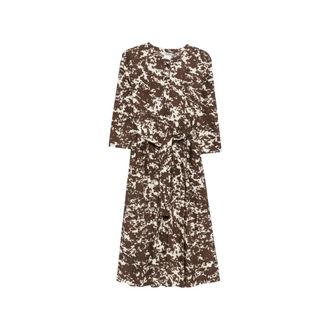 Max Mara Midi Jurk - Dames - Casual kleedjes - Bruin - 2XS - Katoen - Kleedjes