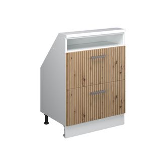 Vicco Armario De Cocina Para Techo Inclinado R-line, Roble Artesanal/blanco, 60 Cm Con 2 Cajones, Vicco