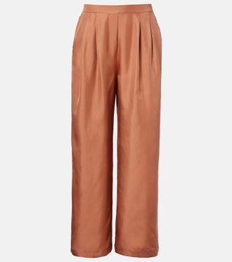 Asceno Isola pleated silk twill wide-leg pants