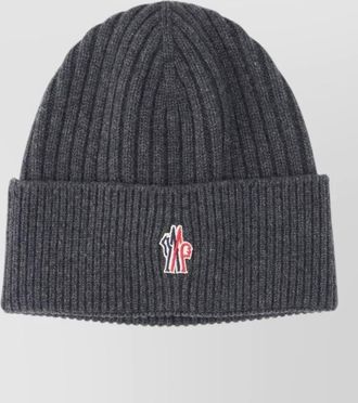 Moncler knit hat folded cuff ribbed texture
