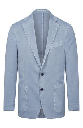Emanuel Berg Washed Stretch Cotton & Silk Sport Coat in Medium Blue at Nordstrom, Size 52