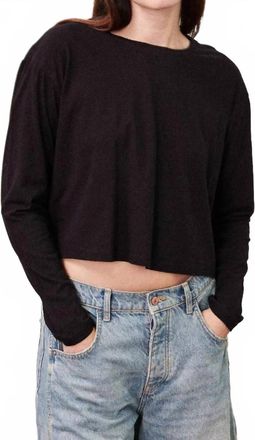 Stateside Cloud Jersey Long Sleeve Boxy Crew Sweatshirt In Black