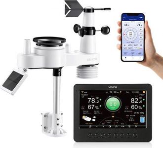 OEM 7 En 1 Estaci&oacute;n Meteorol&oacute;gica Solar Wifi, Con Pantalla Tft De 177,8 Mm, Sensor Solar Exterior, Temperatura, Humedad, Lluvia, Velocidad Del Viento, Dir
