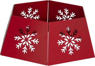 HOMCOM Hexagon Christmas Tree Base Cover With Hollow Snowflake Patterns Red | TJ Hughes