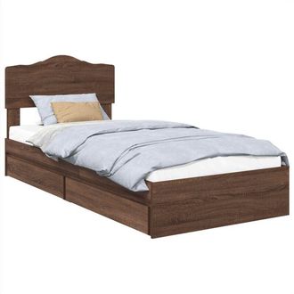 vidaXL Cama Con Almacenamiento Con Cabecera Roble Marr&oacute;n 90 X 200 Cm Vidaxl