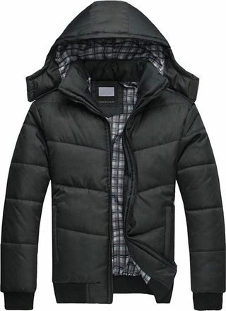 Generic Mens Jackets Winter Warm Parka Fluff Lining Coats for Men with Detachable Hood and Pockets Thermal Padded Thick Fleeced Coat Mens Winter Coats Long Wa