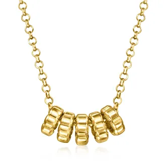 RS Pure by Ross-Simons Italian 18kt Gold Over Sterling Bead Charm Necklace