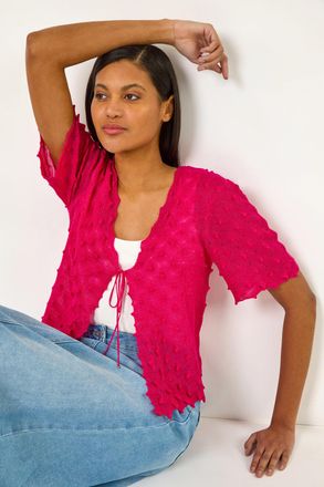 Roman Textured Tie Front Shrug