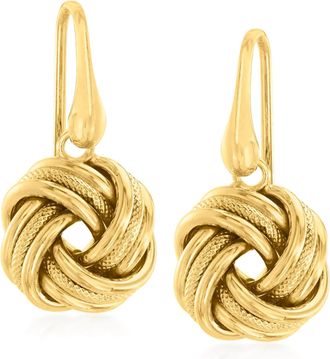 Ross-Simons 18kt Gold Over Sterling Love Knot Drop Earrings