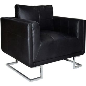 vidaXL Vidaxl - Sill&oacute;n Con Patas Cromadas Cuero Sint&eacute;tico Negro