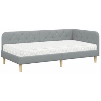 vidaXL Estructura De Cama En Esquina Gris Claro 90 X 190 Cm Tela Vidaxl
