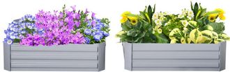 OUTSUNNY Letti per Orto Rialzati Set 2 Pezzi in Acciaio Colorato Grigio
