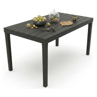 Dmora Mesa De Jard&iacute;n Dmoto, Mesa De Comedor Rectangular, Mesa De Jard&iacute;n Multiusos Para Interior Y Exterior, 100% Made In Italy, 138x78h72 Cm, Antracita - Dm