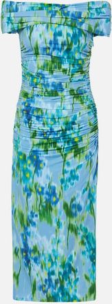 Carolina Herrera Ruched off-shoulder midi dress