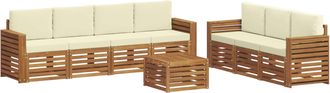 vidaXL Juegos De Sof&aacute;s 8 Uds. Natural Y Crema Madera De Acacia S&oacute;lida Vidaxl