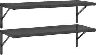 vidaXL Wall Shelves 2 pcs 100x40 cm Black Stainless Steel vidaXL