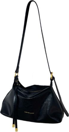 Generic Women Solid Color PU Shoulder Bag w/Zipper Crossbody Bag for Casual Daily(Black)