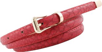 Generic JIER Womens Belt Snakeskin with Buckle with Snake Ring Buckle Waist Belt Elegant Skinny Belt with Buckle (Red,One Size)