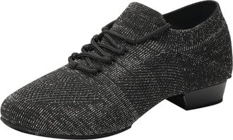 Generic Sparkling Dance Shoes for Women UK Ladies Ballroom Dancing Shoes Low Heels Closed Toe Sequin Footwear Salsa Tango Paillette Shoe for Performance Pract