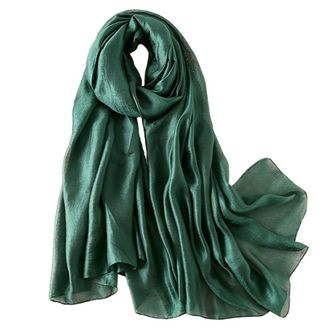 Lina & Lily Shimmer Sheen Scarf Shawl Wrap for Wedding Evening Dress Sheer Lightweight (Dark Green)