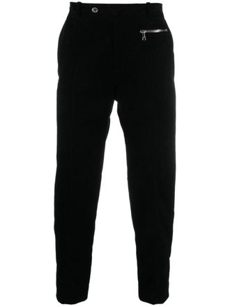 Balmain tapered-leg suede cropped trousers - Black