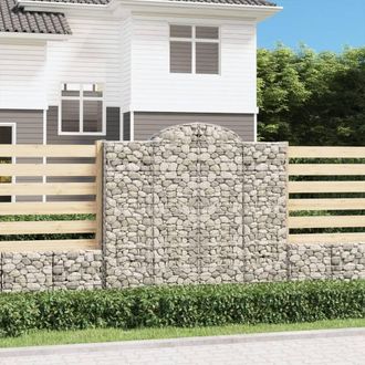 Berkfield Home Arched Gabion Baskets 2 pcs 200x30x180/200 cm Galvanised Iron in Silver