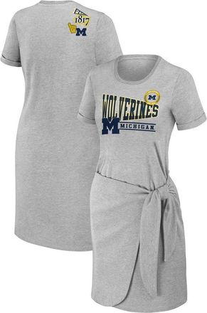 WEAR by Erin Andrews Womens WEAR by Erin Andrews Heather Gray Michigan Wolverines Knotted T-Shirt Dress at Nordstrom, Size Xx-Large