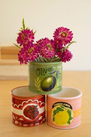 Kalalou Set Of Three Ceramic Canned Goods Planters