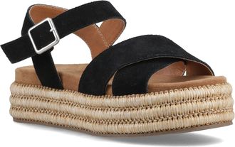 Hush Puppies Rosa Rafia Leren Dames Zwarte Sandalen