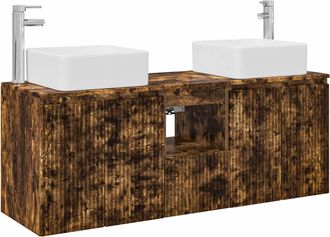 vidaXL Juego De Muebles De Ba&ntilde;o 3 Uds. Roble Ahumado 49,5 X 41 X 63 Cm Vidaxl
